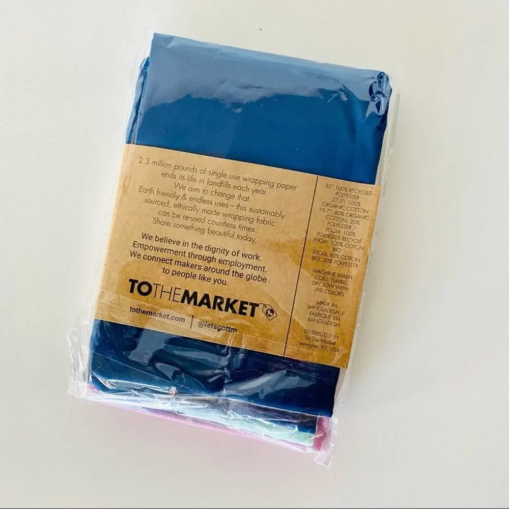 NEW ANTHRO TO THE MARKET 3 Reusable Gift Wrapping Cloths Blue Purple Mint Green